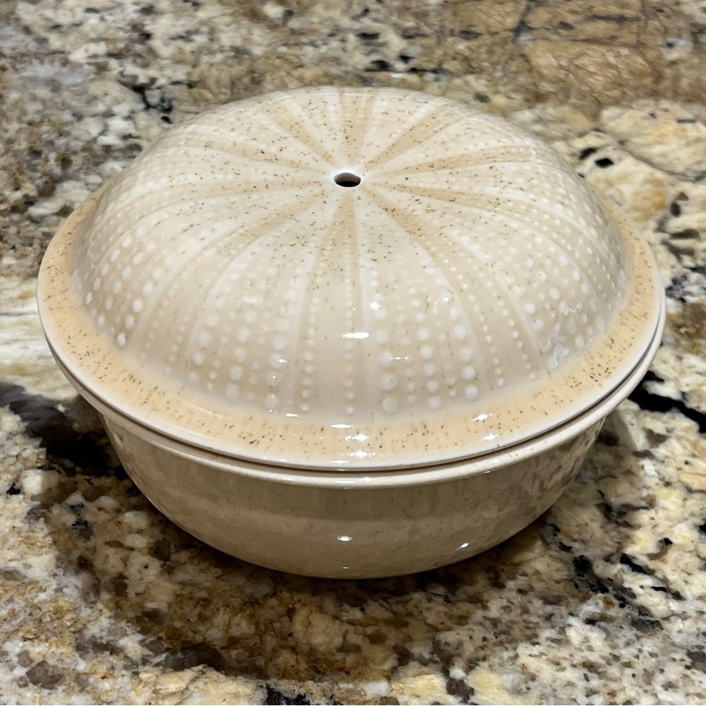 Vintage Franciscan Sea Sculptures personal lidded casserole dish sand